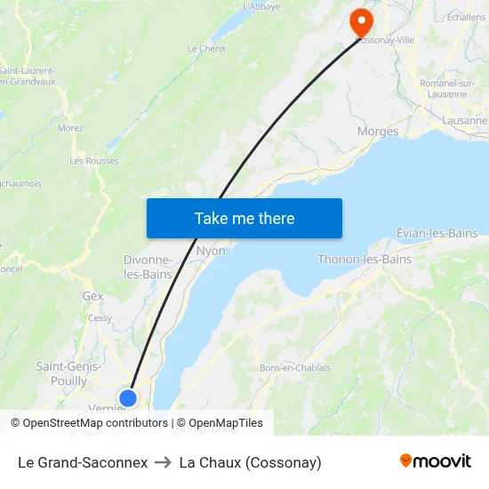 Le Grand-Saconnex to La Chaux (Cossonay) map