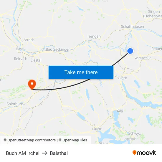 Buch AM Irchel to Balsthal map