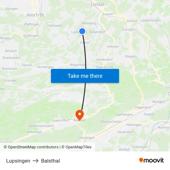 Lupsingen to Balsthal map