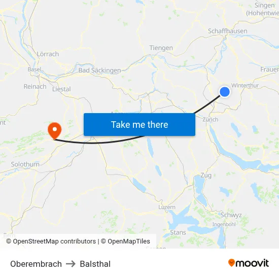 Oberembrach to Balsthal map