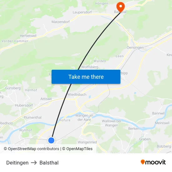 Deitingen to Balsthal map