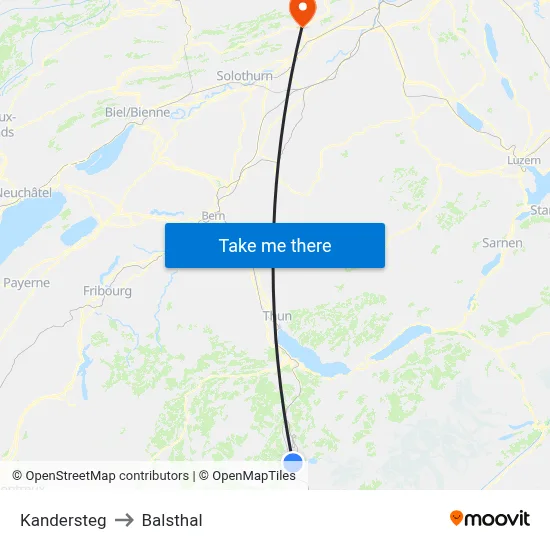 Kandersteg to Balsthal map