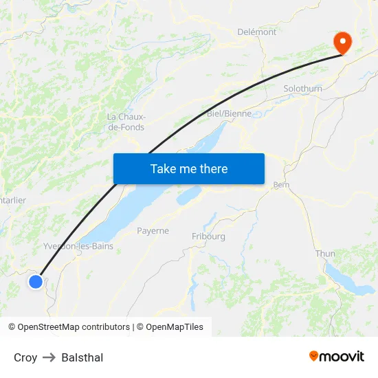 Croy to Balsthal map
