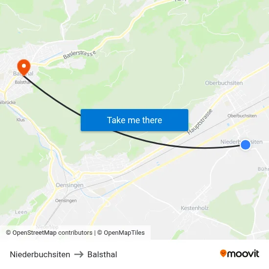 Niederbuchsiten to Balsthal map