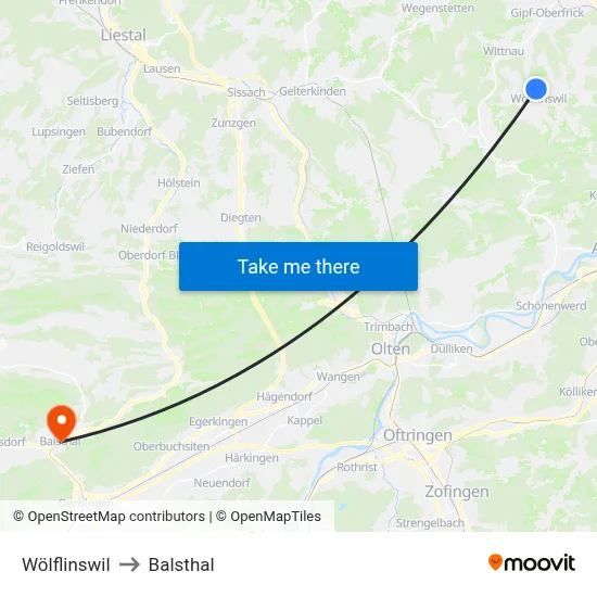 Wölflinswil to Balsthal map