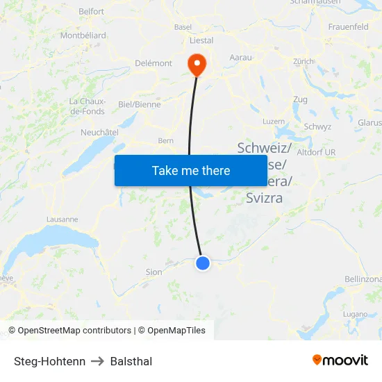 Steg-Hohtenn to Balsthal map