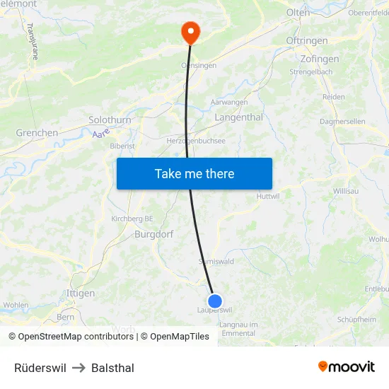 Rüderswil to Balsthal map