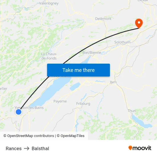 Rances to Balsthal map