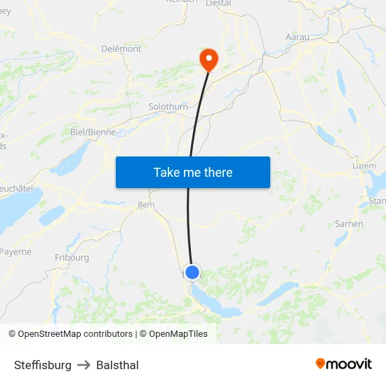 Steffisburg to Balsthal map