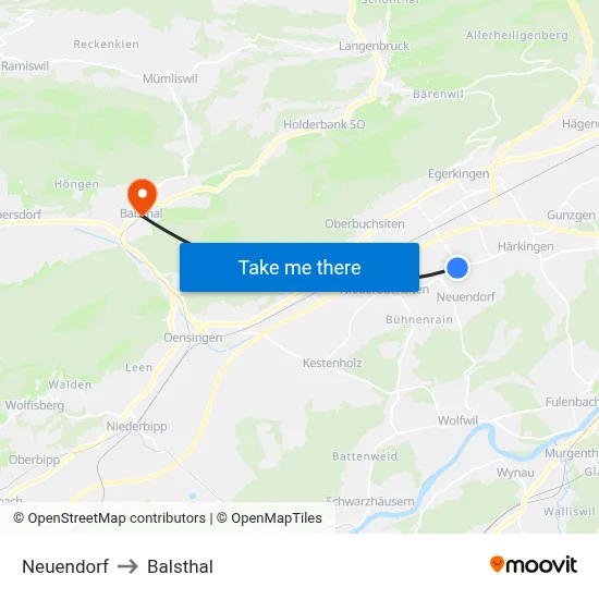 Neuendorf to Balsthal map
