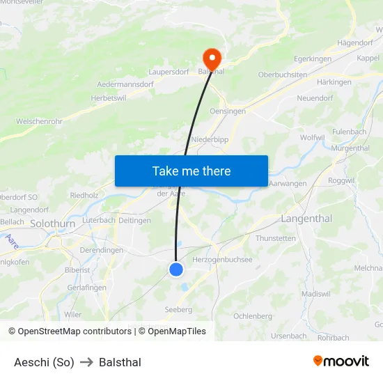 Aeschi (So) to Balsthal map