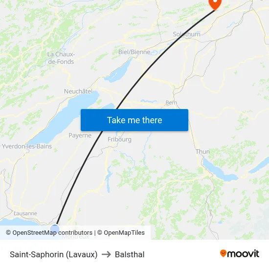 Saint-Saphorin (Lavaux) to Balsthal map