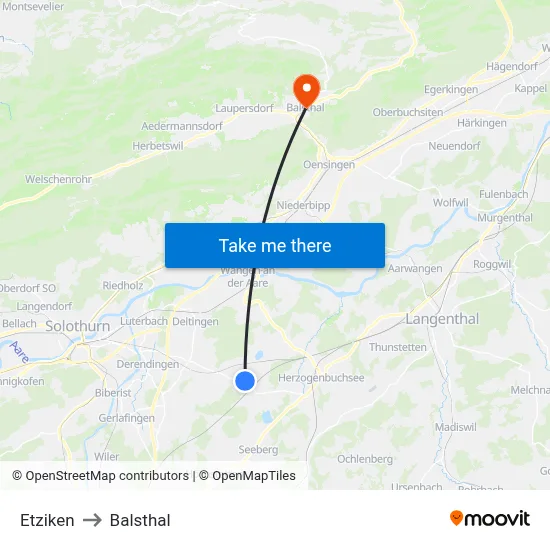 Etziken to Balsthal map