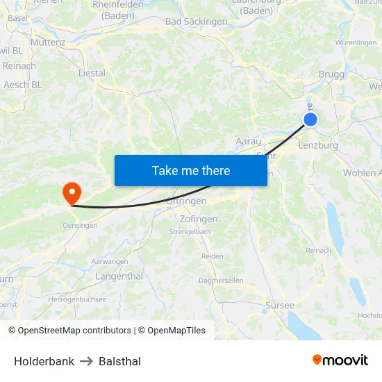 Holderbank to Balsthal map