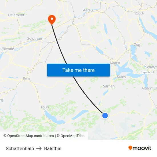 Schattenhalb to Balsthal map