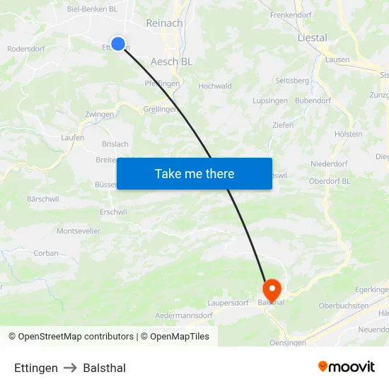 Ettingen to Balsthal map