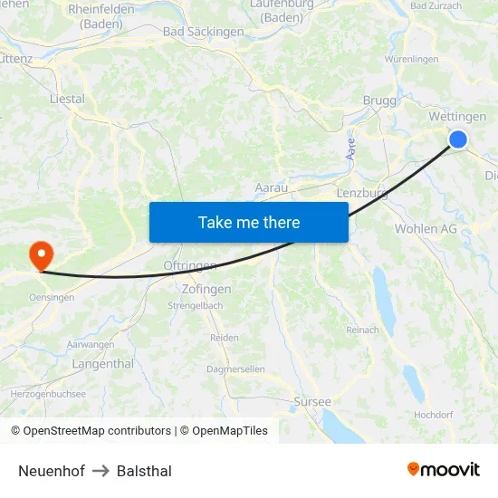 Neuenhof to Balsthal map