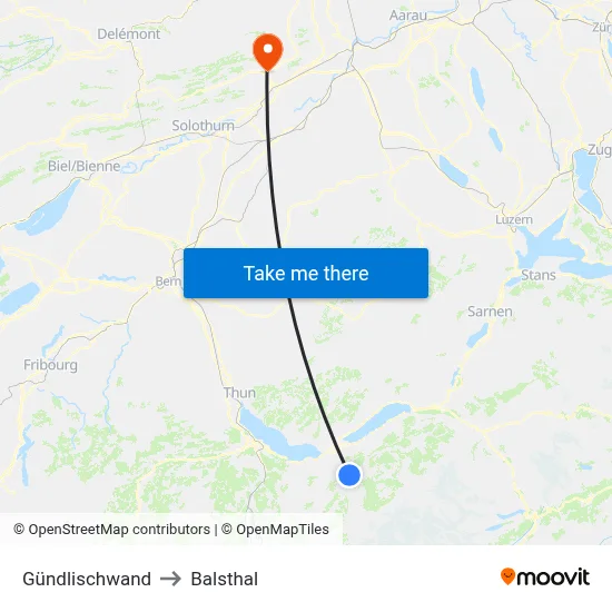 Gündlischwand to Balsthal map