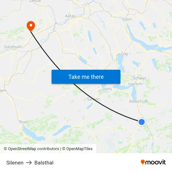 Silenen to Balsthal map