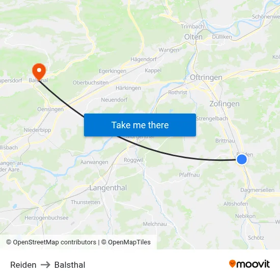 Reiden to Balsthal map