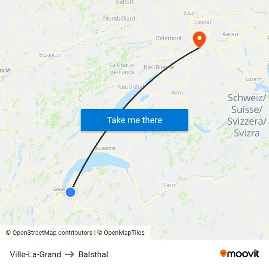 Ville-La-Grand to Balsthal map