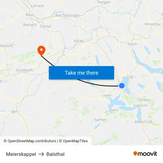 Meierskappel to Balsthal map