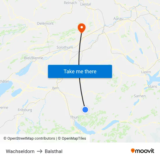 Wachseldorn to Balsthal map