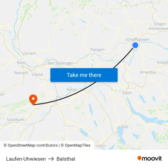 Laufen-Uhwiesen to Balsthal map