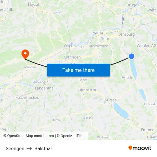 Seengen to Balsthal map