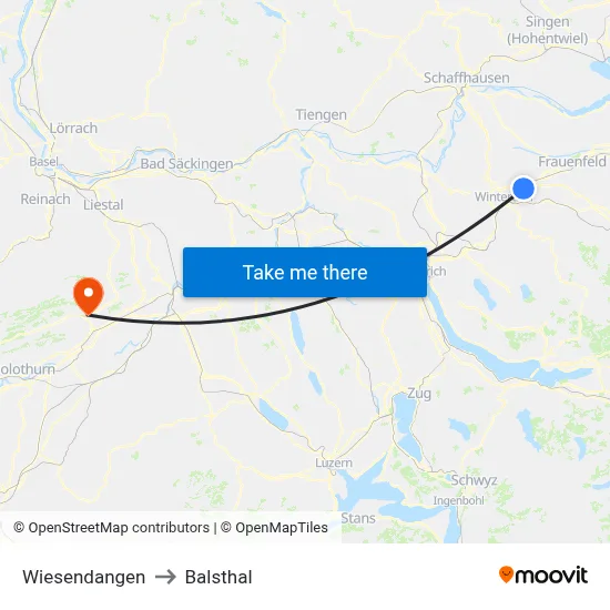 Wiesendangen to Balsthal map