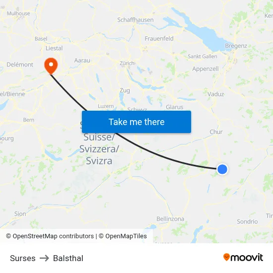 Surses to Balsthal map