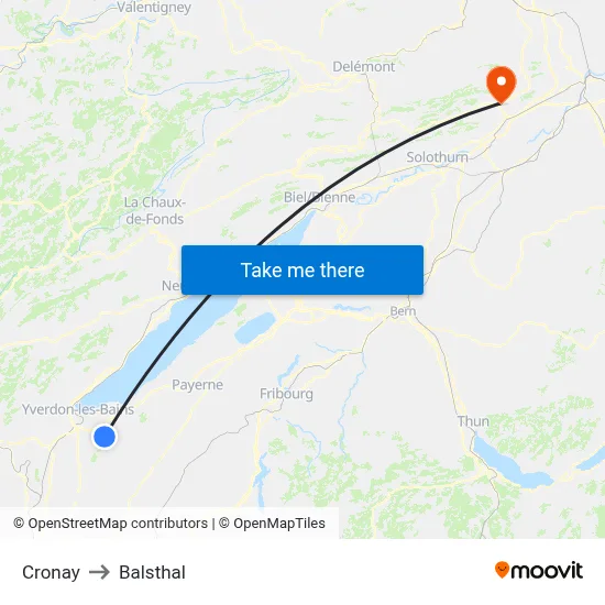 Cronay to Balsthal map