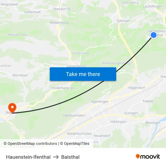 Hauenstein-Ifenthal to Balsthal map