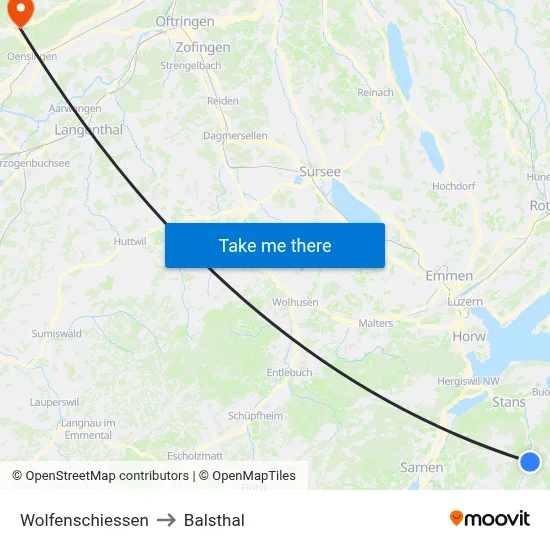 Wolfenschiessen to Balsthal map