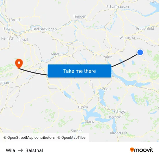 Wila to Balsthal map