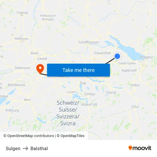 Sulgen to Balsthal map
