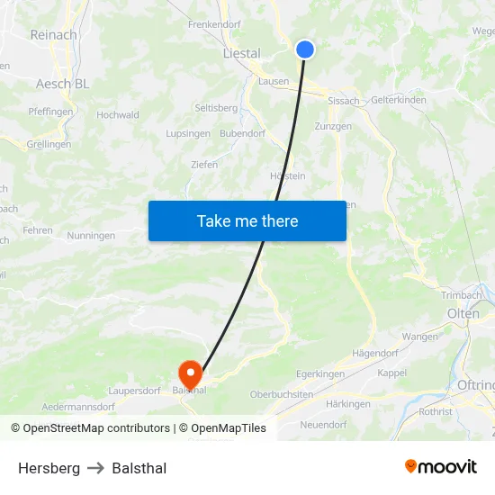Hersberg to Balsthal map