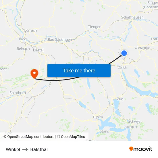 Winkel to Balsthal map