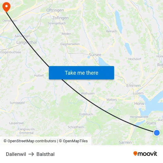 Dallenwil to Balsthal map