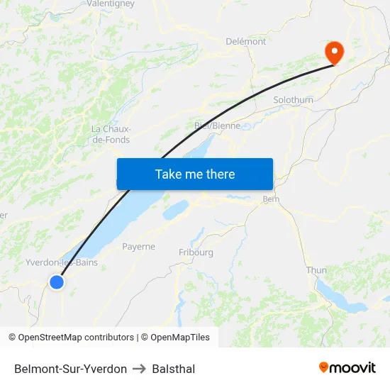 Belmont-Sur-Yverdon to Balsthal map
