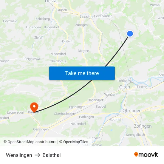 Wenslingen to Balsthal map