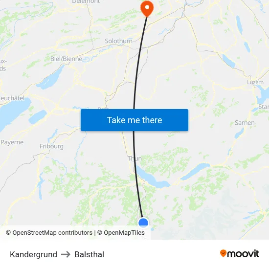 Kandergrund to Balsthal map