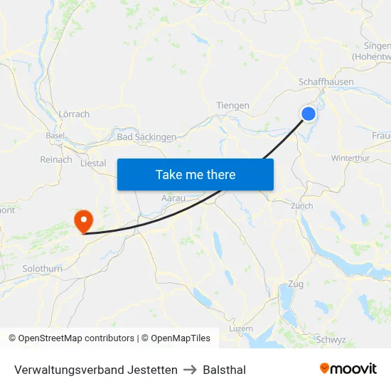 Verwaltungsverband Jestetten to Balsthal map