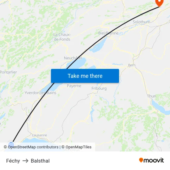 Féchy to Balsthal map