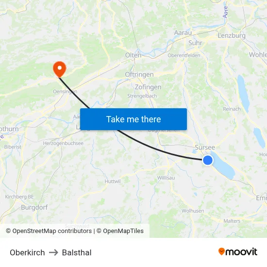 Oberkirch to Balsthal map