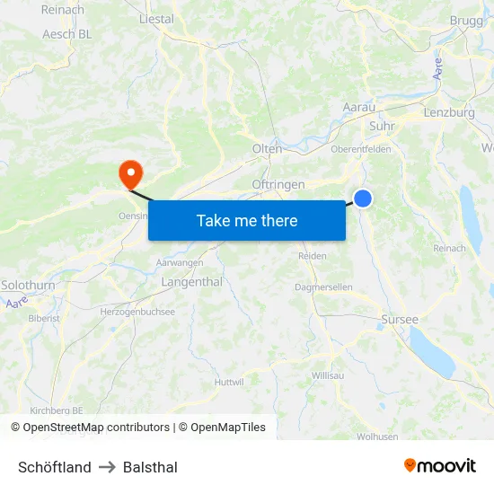 Schöftland to Balsthal map
