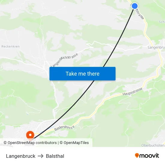 Langenbruck to Balsthal map