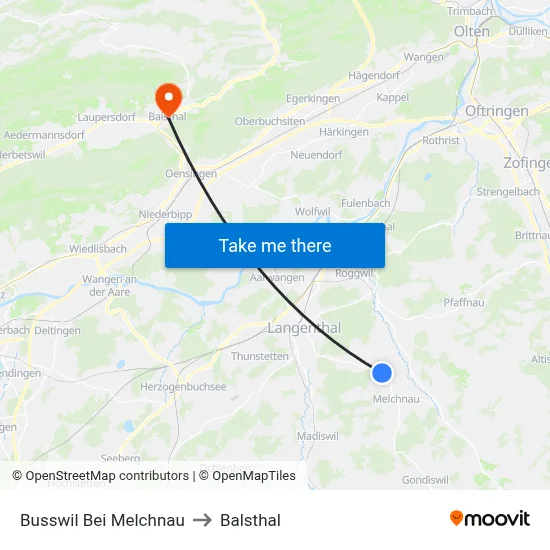 Busswil Bei Melchnau to Balsthal map