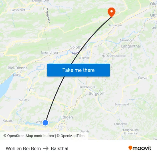 Wohlen Bei Bern to Balsthal map