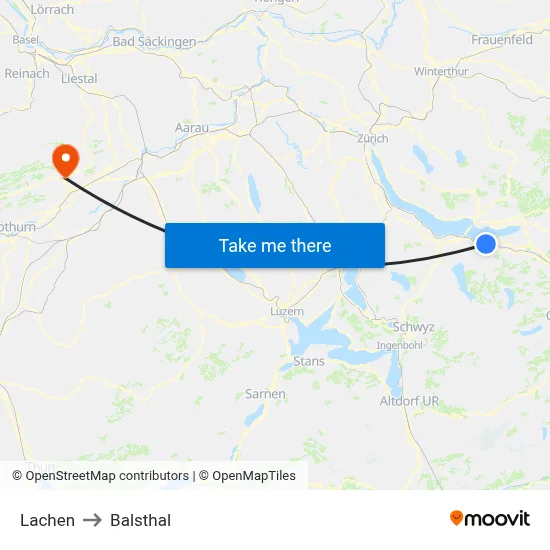 Lachen to Balsthal map